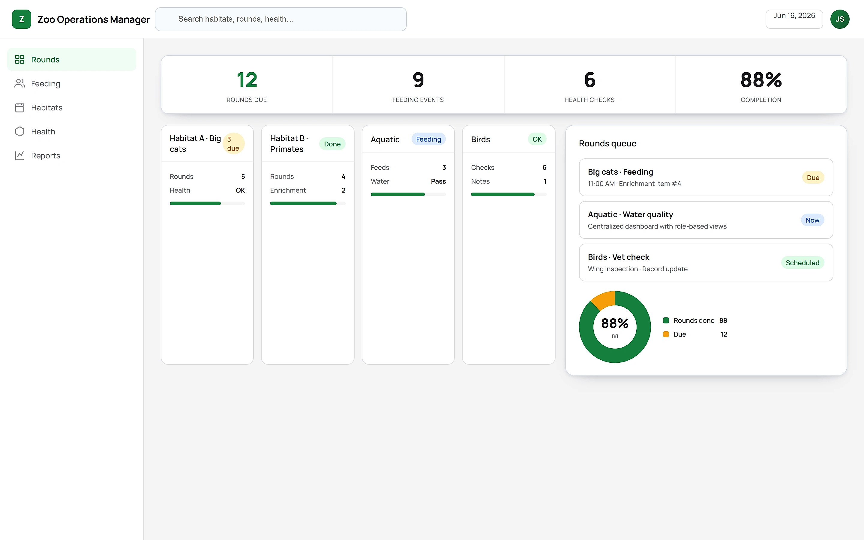 Zoo Operations Manager — Operations command center