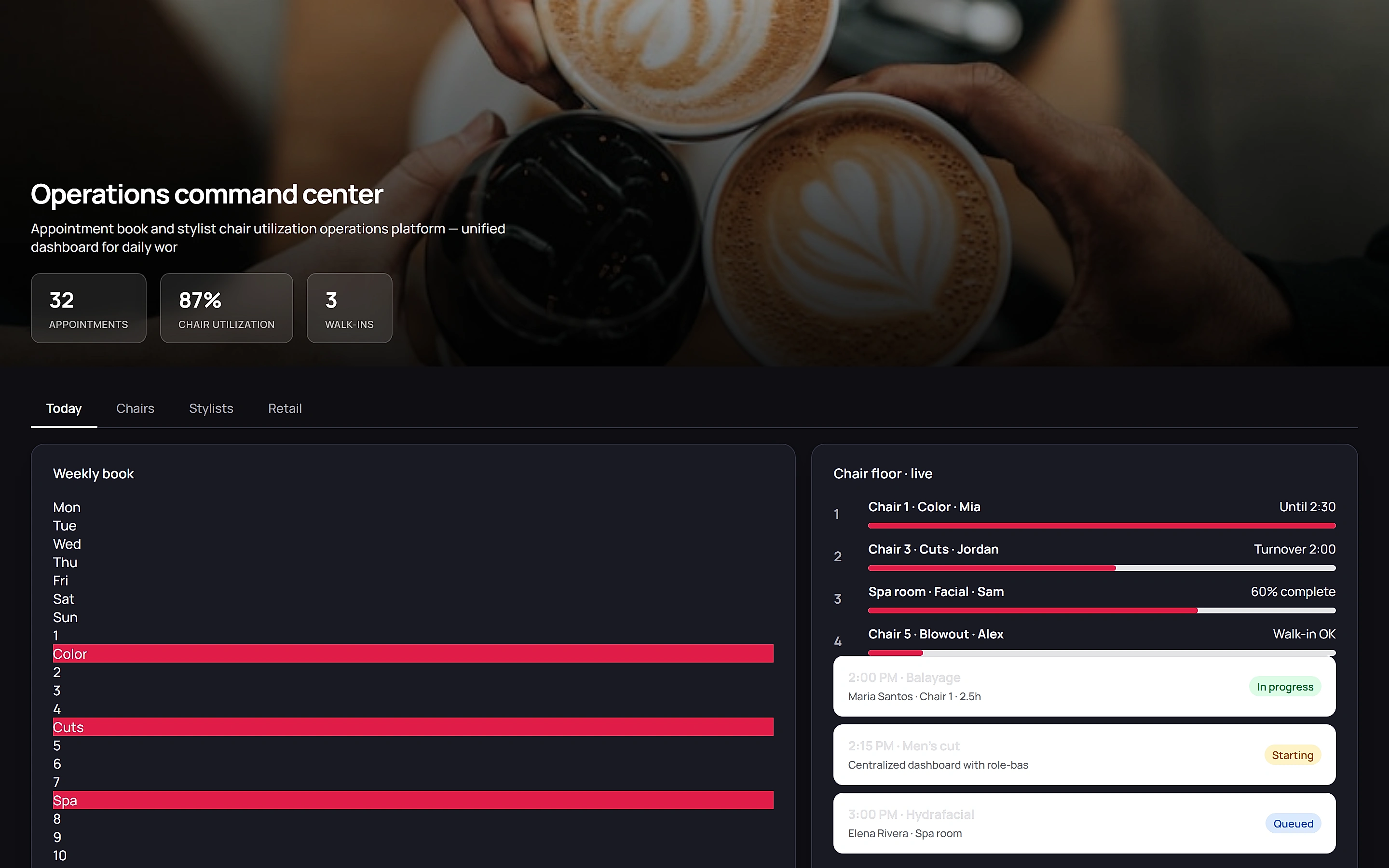 Salon Booking Manager — Operations command center