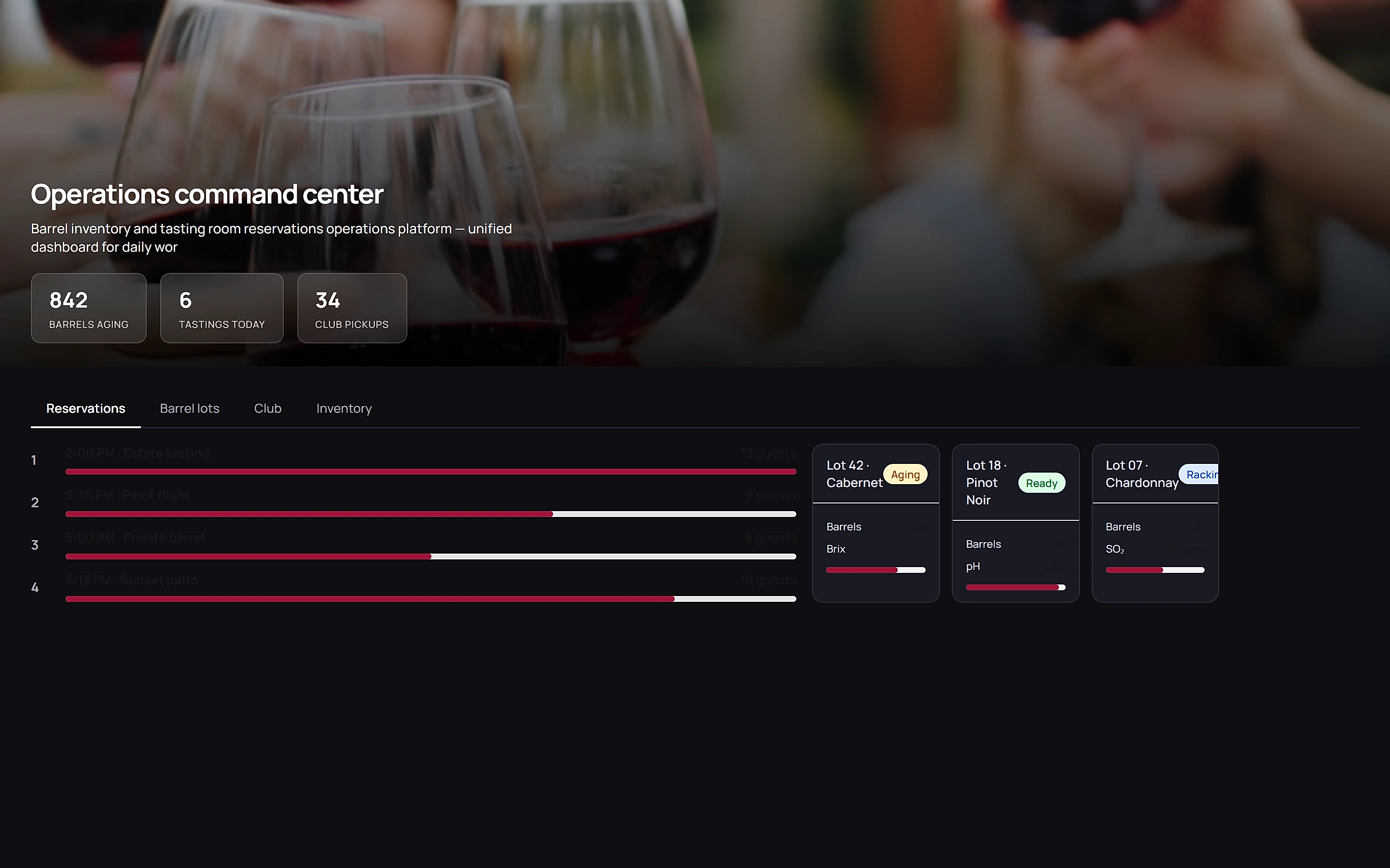Barrel & Tasting Manager — Operations command center