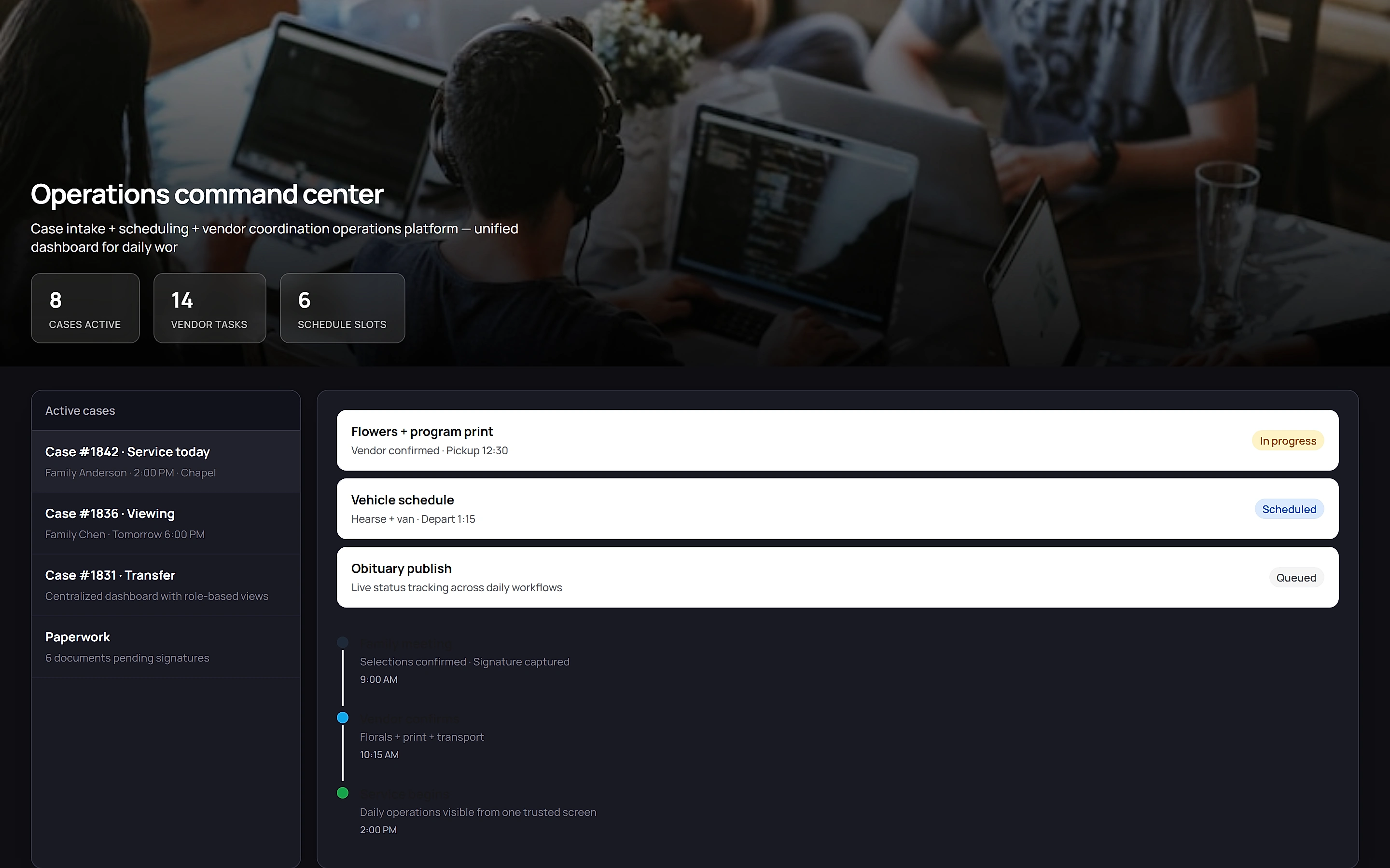 Funeral Home Manager — Operations command center