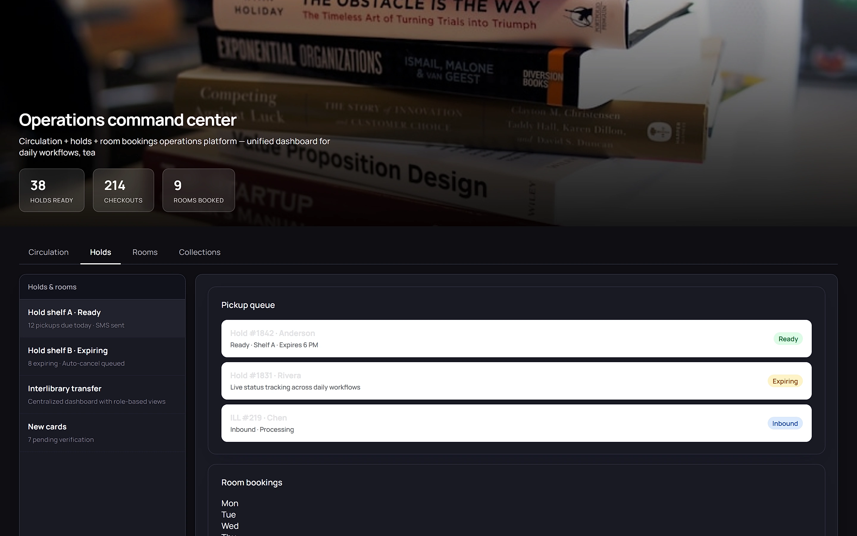 Public Library Manager — Operations command center