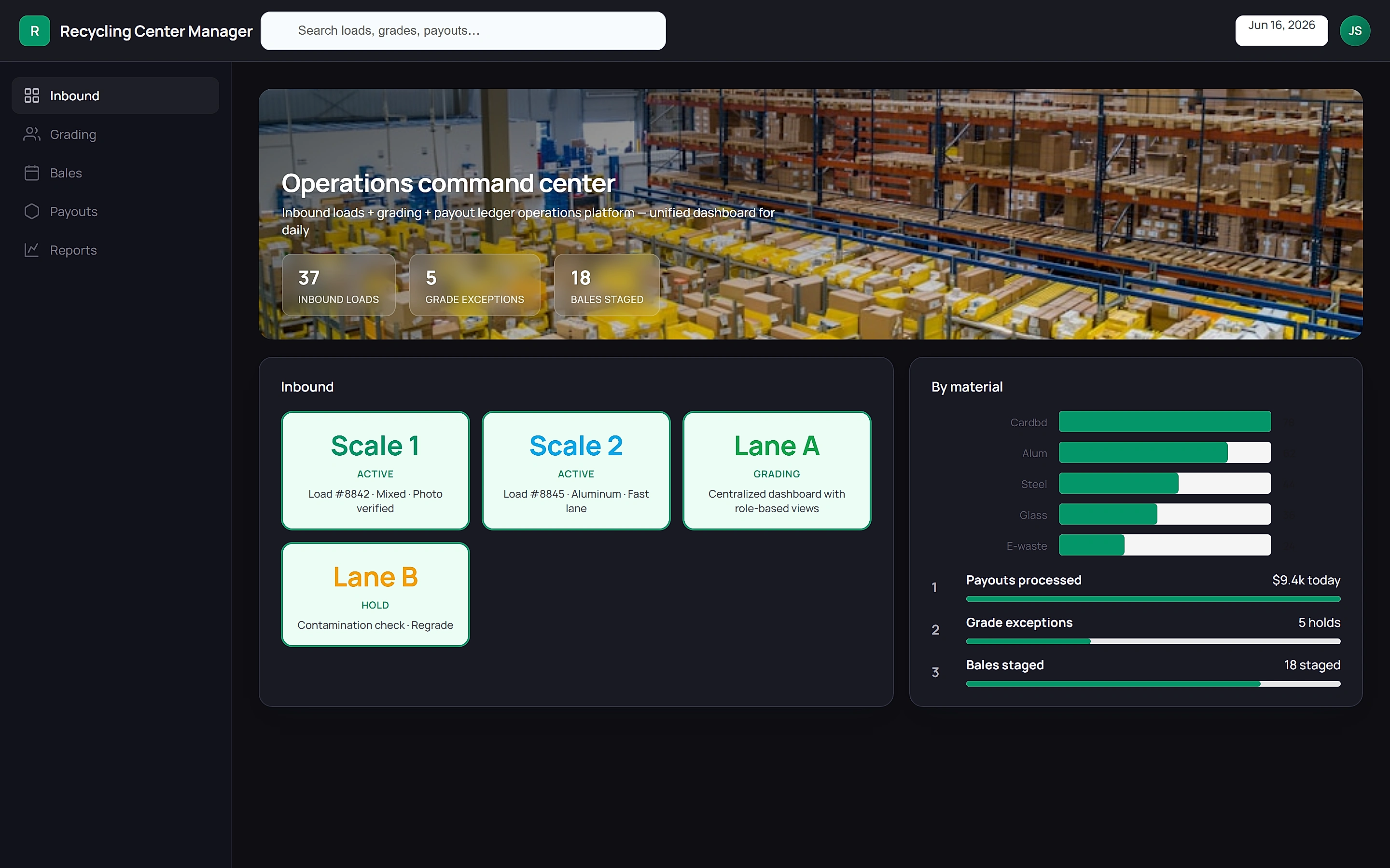 Recycling Center Manager — Operations command center
