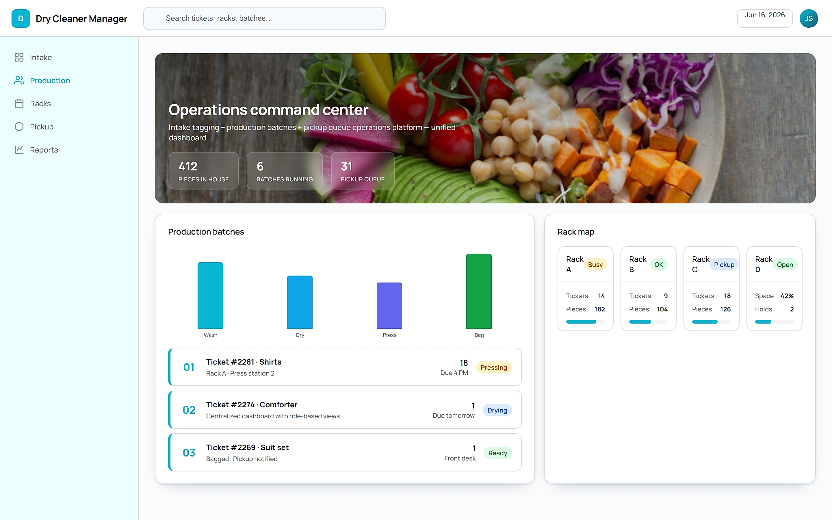 Dry Cleaner Manager — Operations command center