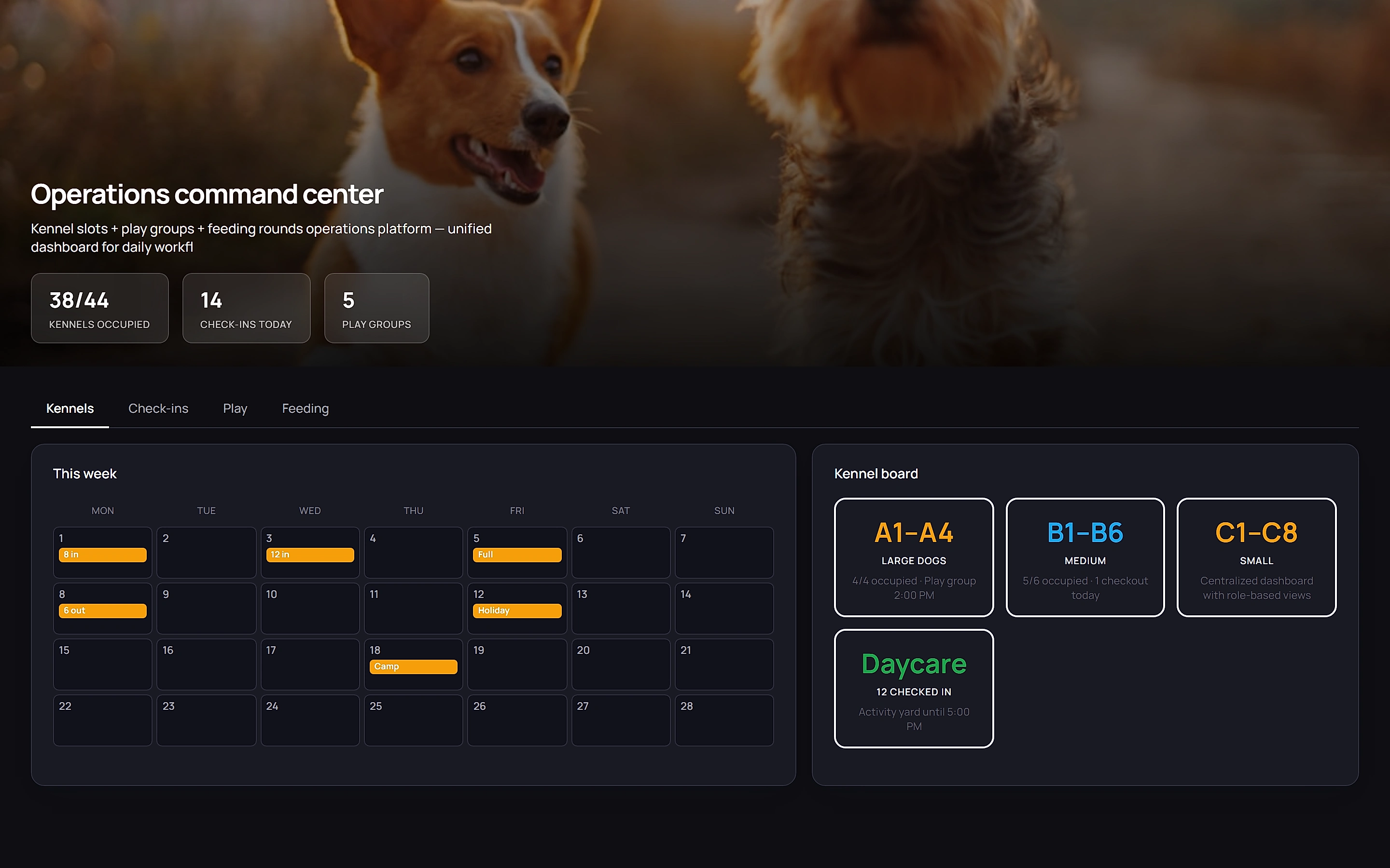 Pet Boarding Manager — Operations command center