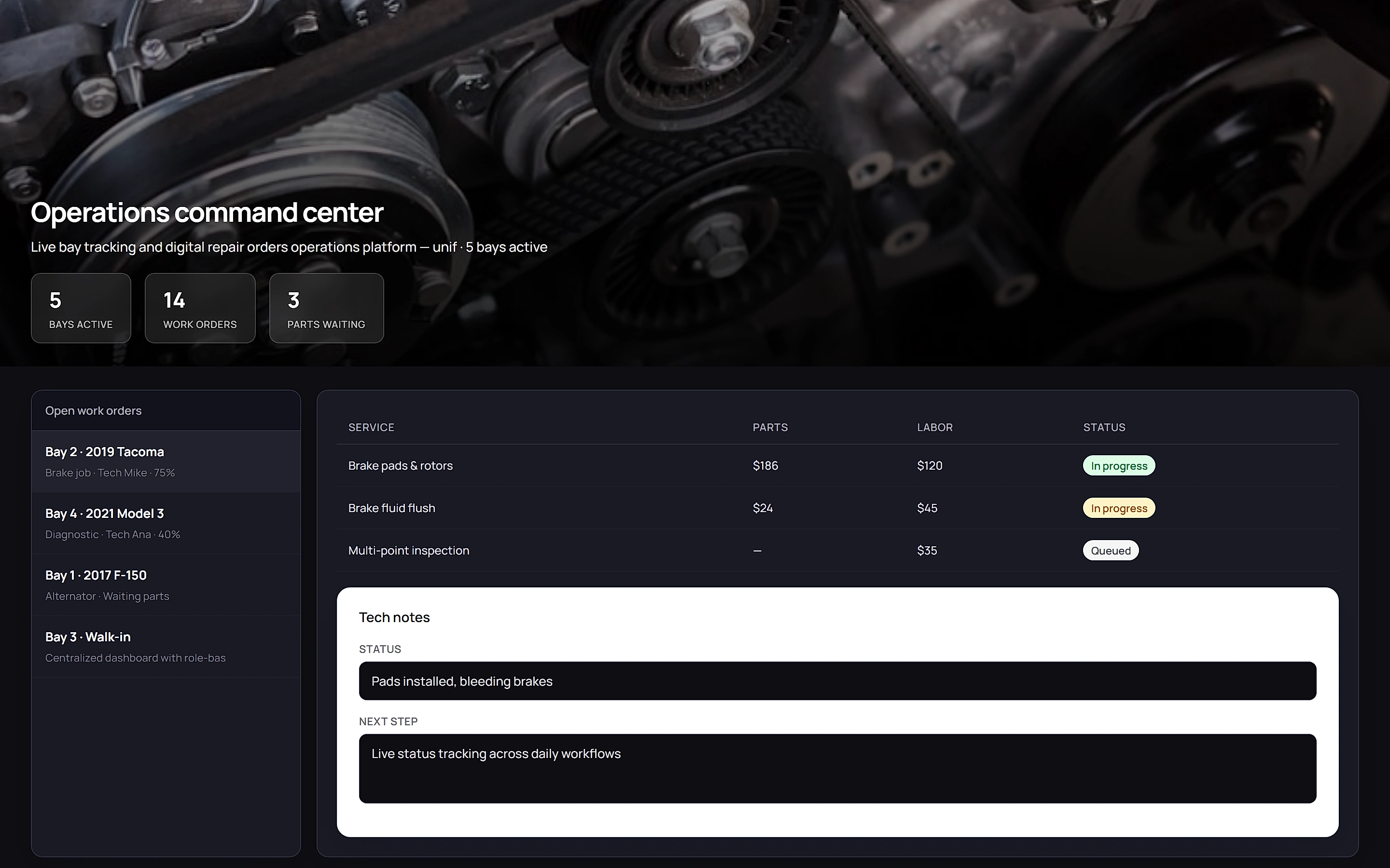 LiveBay Manager — Operations command center