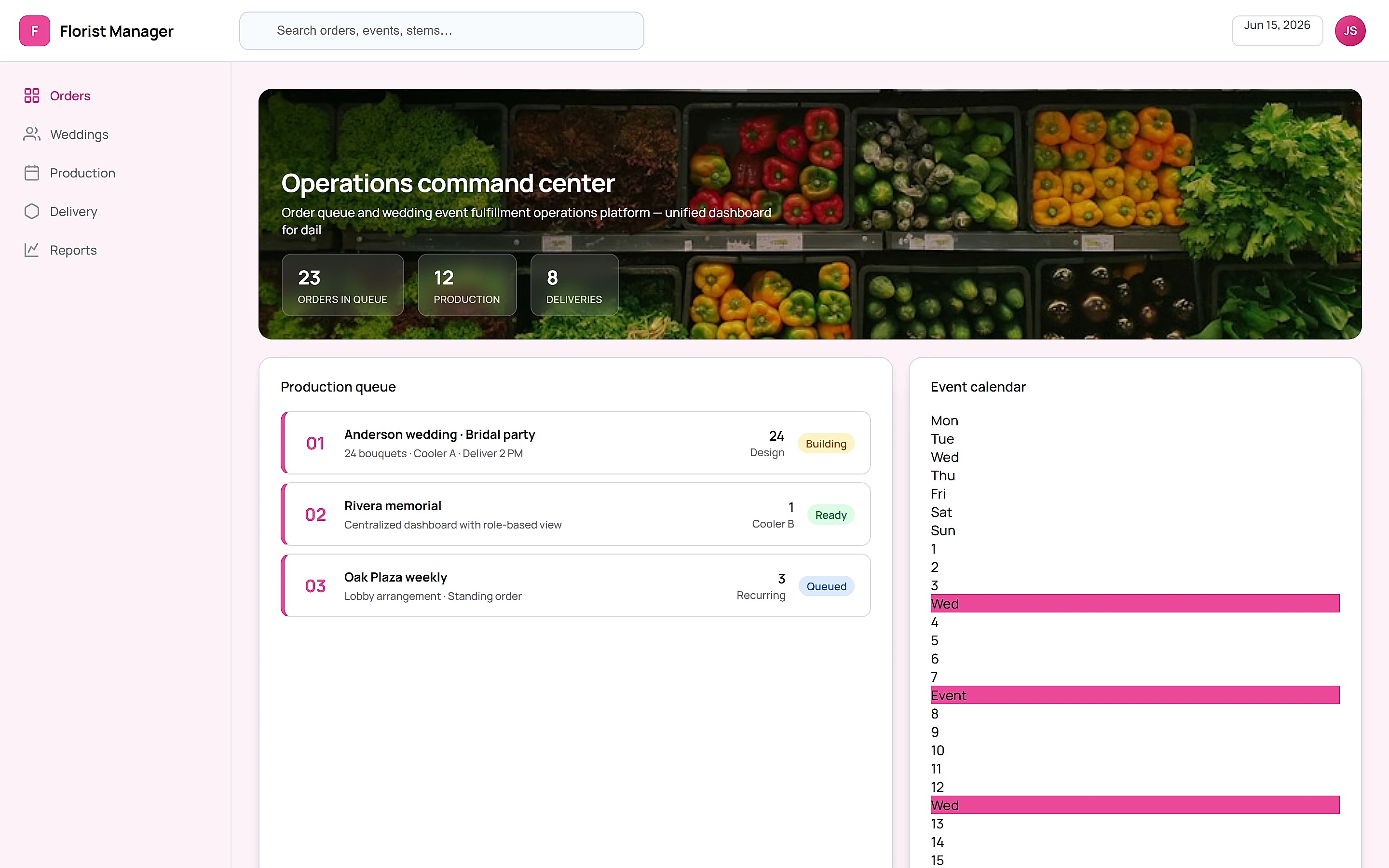 Florist Manager — Operations command center