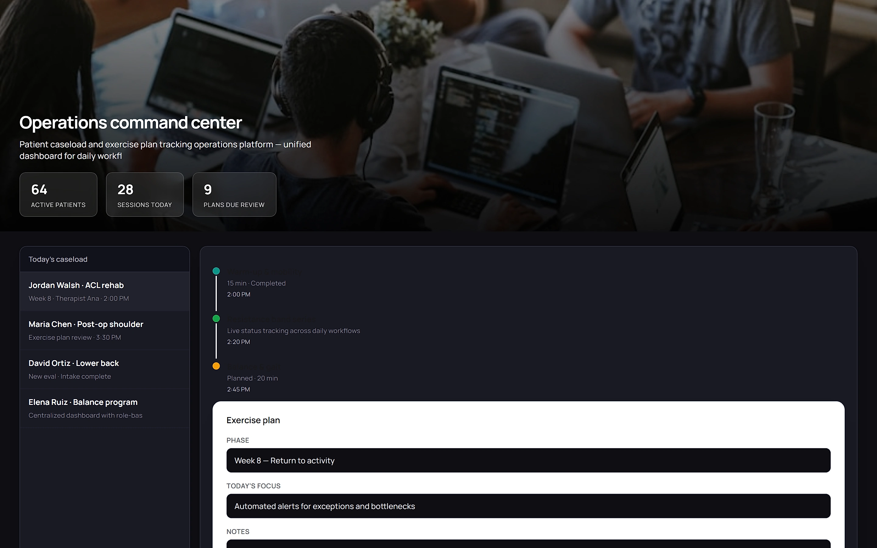 Physical Therapy Manager — Operations command center
