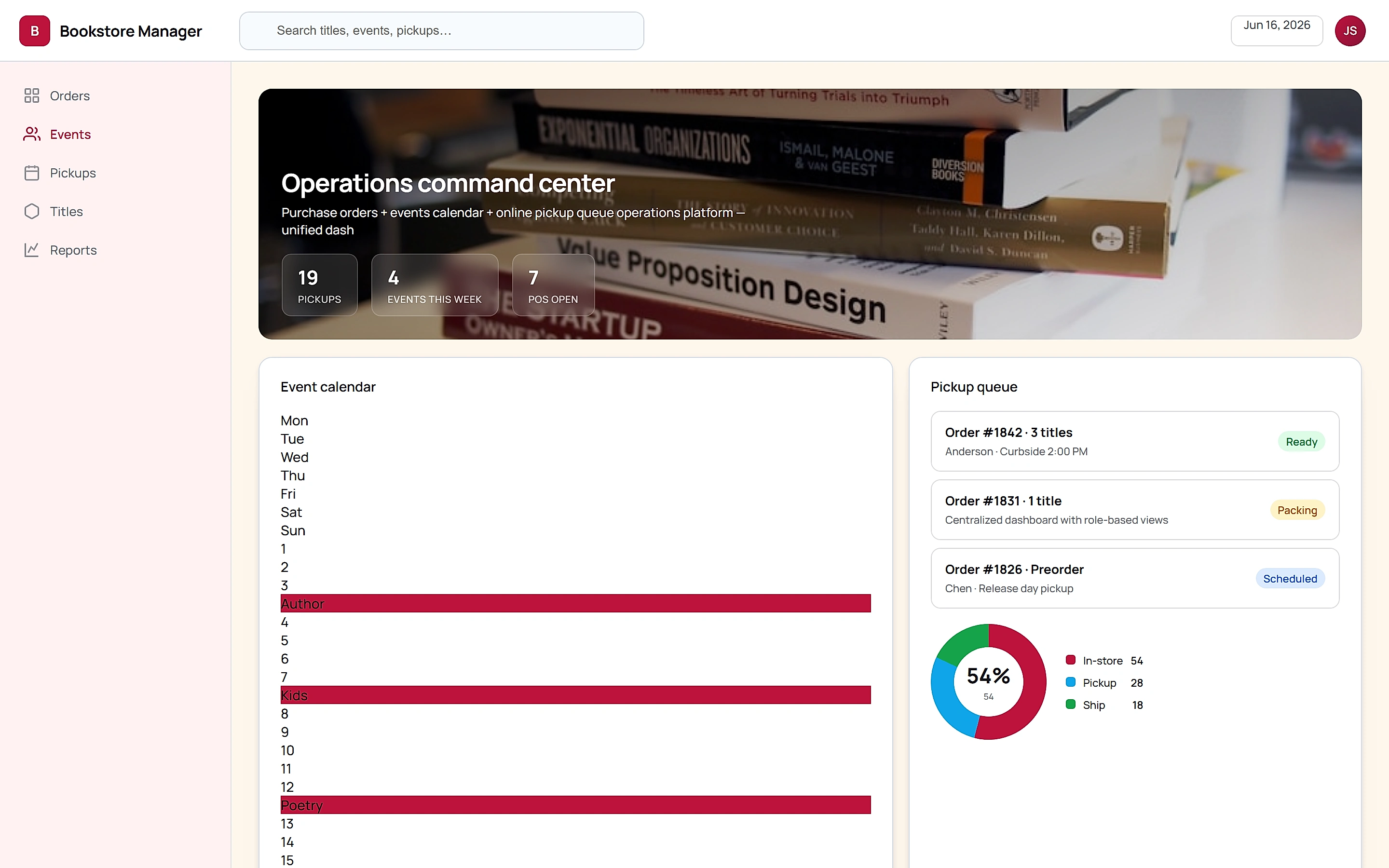 Bookstore Manager — Operations command center