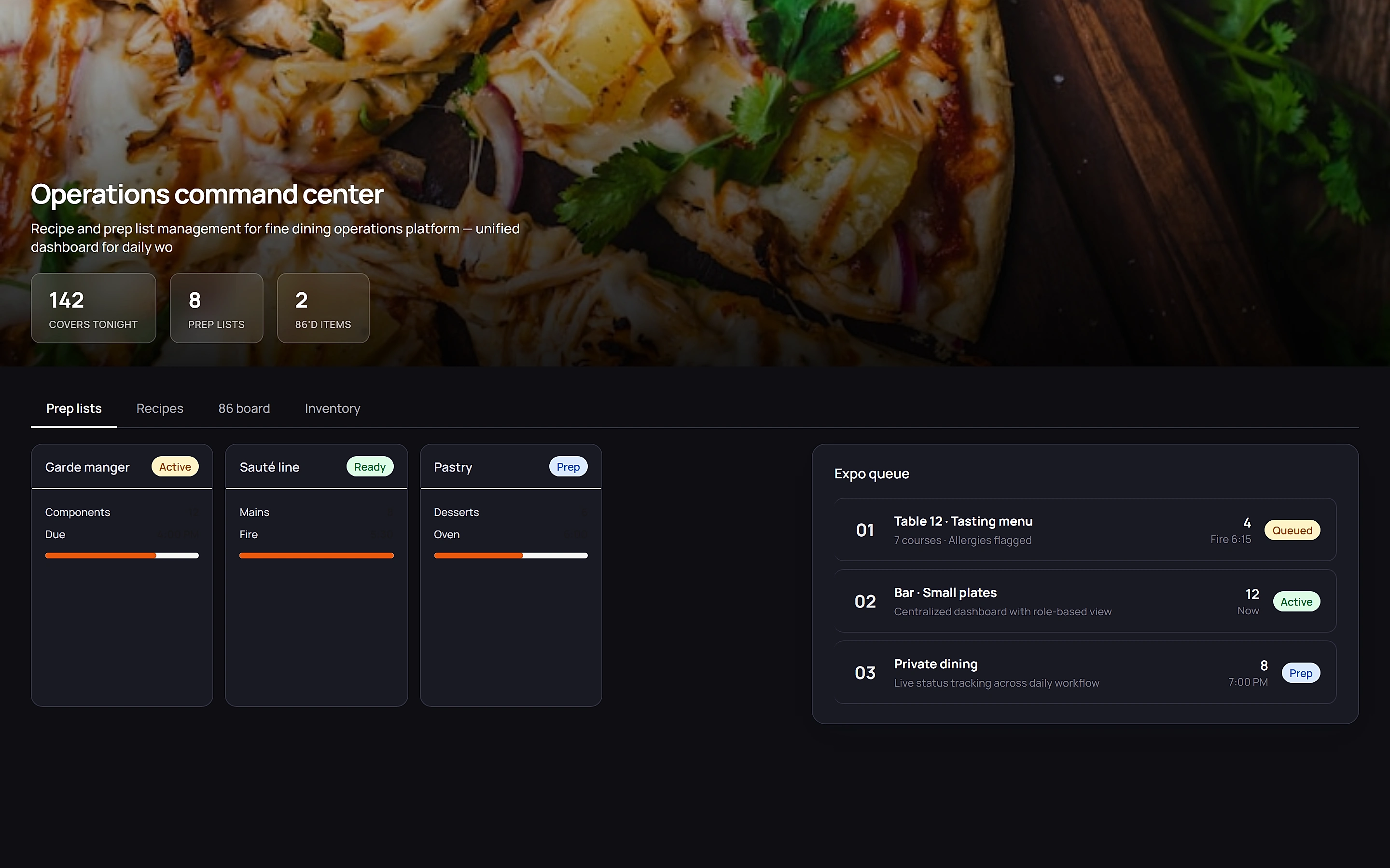 RecipeAnd Manager — Operations command center