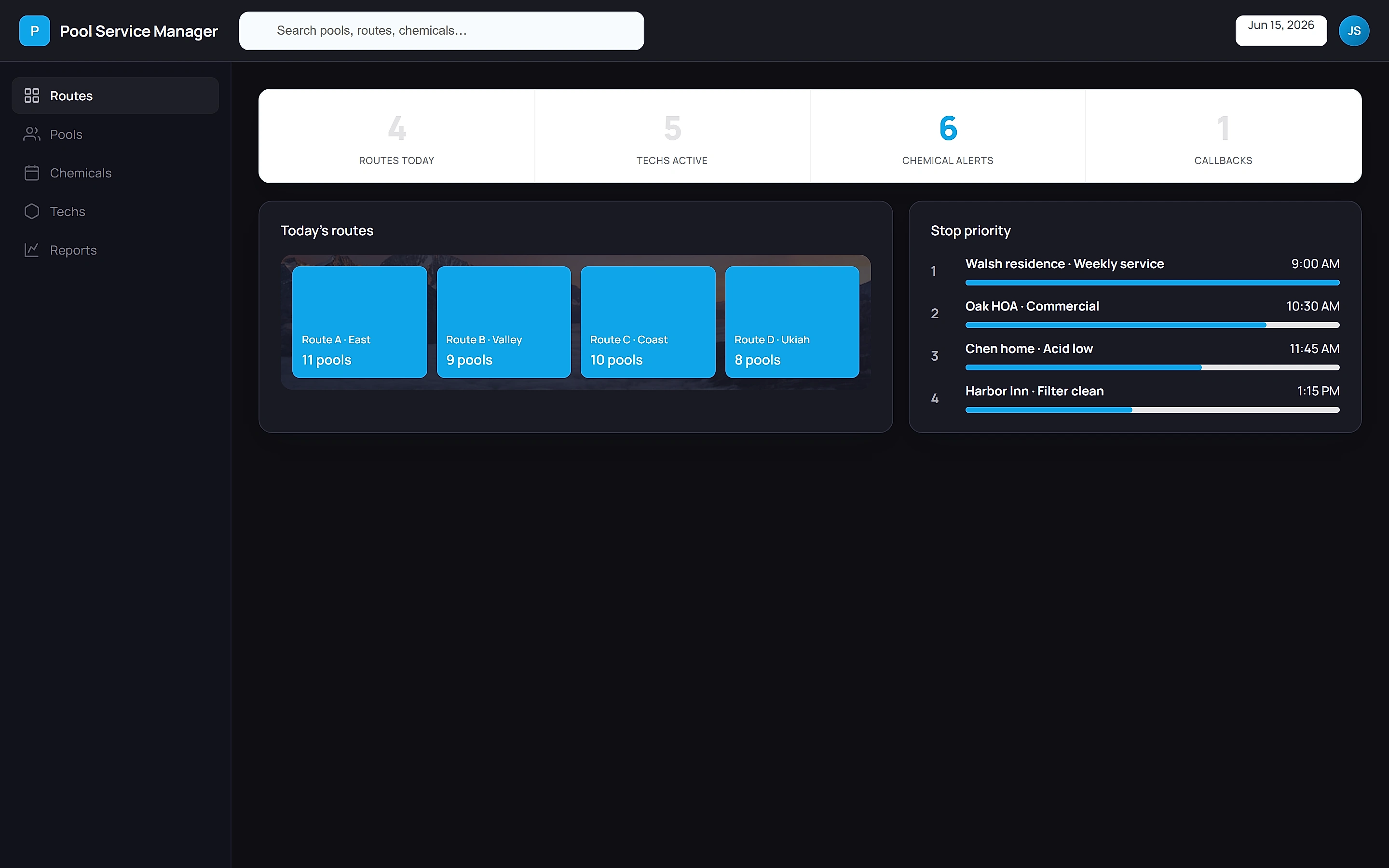 Pool Service Manager — Operations command center