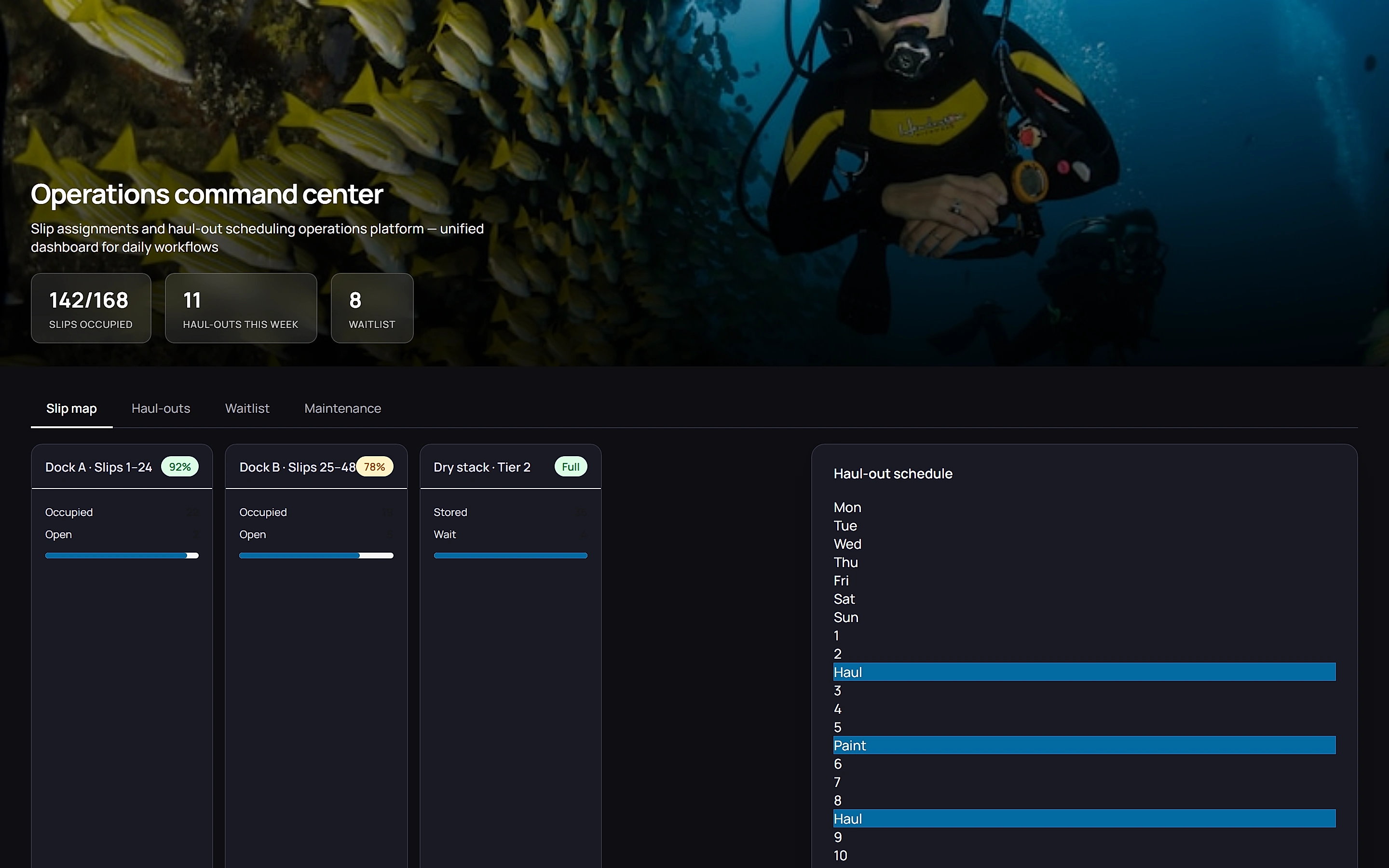 Marina & Boatyard Manager — Operations command center