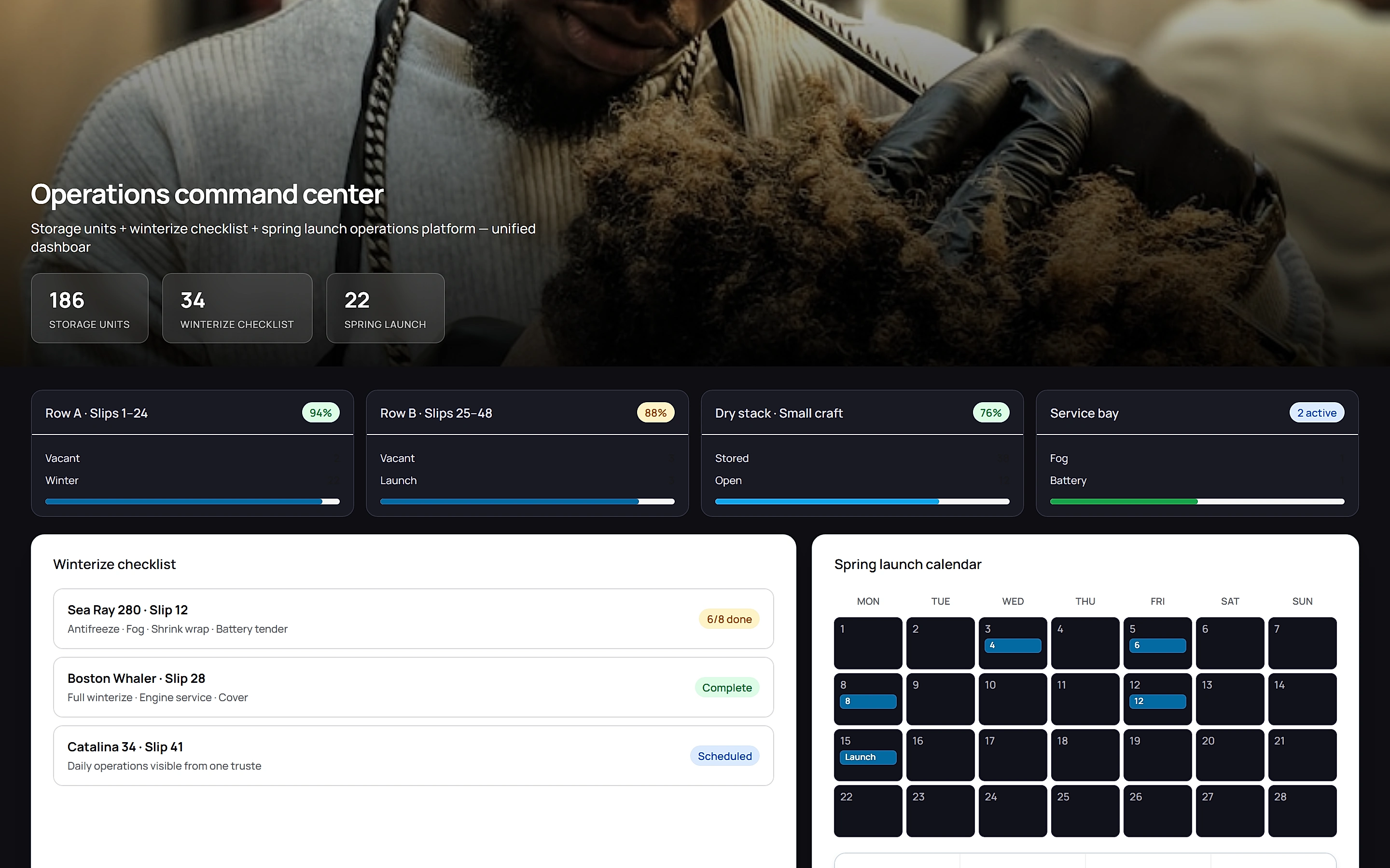 Boat Storage Manager — Operations command center