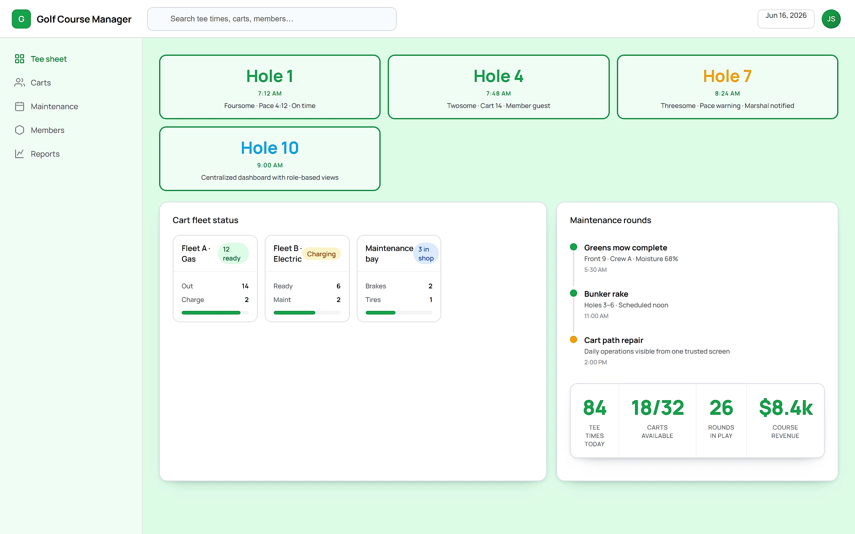 Golf Course Manager — Operations command center